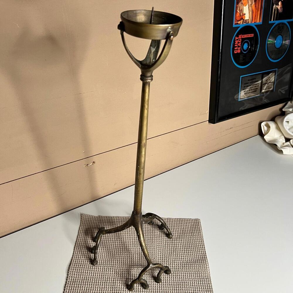 Vintage Silvestri‎ Brass Candle Holder Bird Claw Feet Handmade Decor